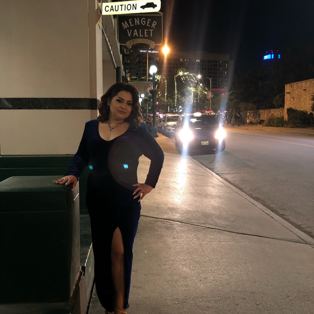 Blue dress Suede evening gown.